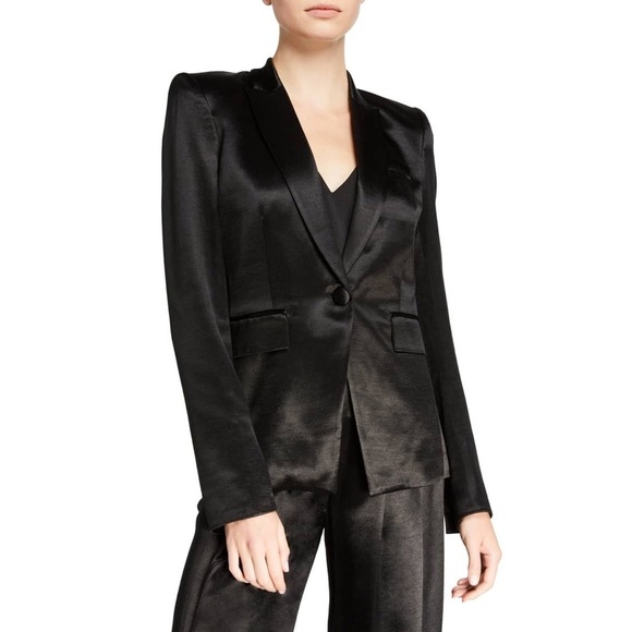 VERONICA BEARD Athens Satin Dickey Jacket Black Sz 4 - Picture 9 of 9